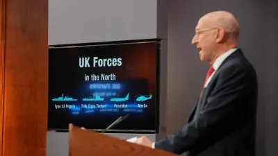 Britain's Defence Secretary John Healey delivers a statement on recent UK operational activity, he said the UK and allies monitored a Russian attack submarine and two spy submarines in the North Atlantic for a month before they retreated, at 9 Downing Street in Westminster, central London, Britain, April 9, 2026.  Yui Mok/Pool via REUTERS