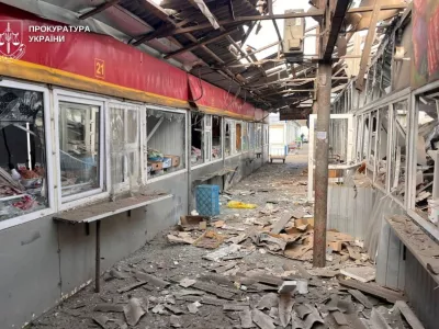 A street market hit by a Russian drone strike, amid Russia's attack on Ukraine, in Nikopol, Ukraine, April 4, 2026. General Prosecutor's Office/Handout via REUTERS THIS IMAGE HAS BEEN SUPPLIED BY A THIRD PARTY. MANDATORY CREDIT. NO RESALES. NO ARCHIVES