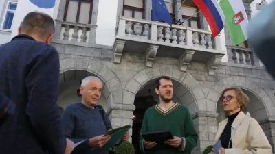 07.04.2026. Predstavitev pobude za sklic referenduma Iniciative za Štepanjsko naselje o parkirnem odloku MOL. Foto: Bojan Velikonja
