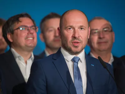 Ljubljana, DZ.Volitve v drzavni zbor 2026.Izjava predstavnikov skupne liste strank Nova Slovenija, Slovenska ljudska stranka in Fokus Marka Lotrica v medijskem srediscu.Predsednik NSi Jernej Vrtovec.