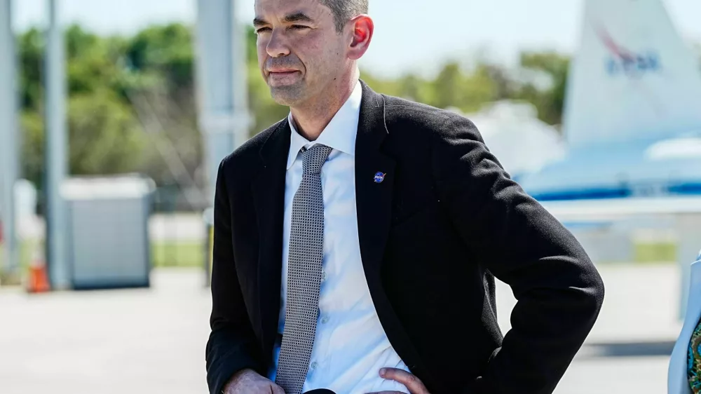 NASA Administrator Jared Isaacman speaks to the media after the arrival of the Artemis II crew at Kennedy Space Center, FL March 27, 2026. They will launch as soon as April 1 on a 10-day mission to fly around the moon and back. Craig Bailey, FLORIDA TODAY via USA TODAY NETWORK