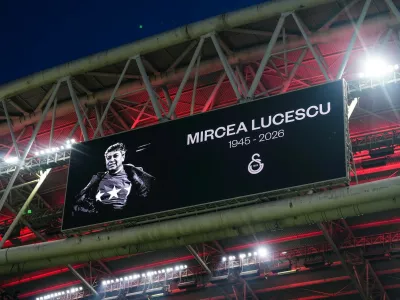 ISTANBUL, TURKIYE - APRIL 12: Late Romanian National Team Manager and former Galatasaray coach Mircea Lucescu commemorated prior to the Turkish Super Lig Week 30 football match between Galatasaray and Kocaelispor at RAMS Park in Istanbul, Turkiye on April 12, 2026. Hakan Akgun / Anadolu,Image: 1090491419, License: Rights-managed, Restrictions:, Model Release: no / Foto: Profimedia