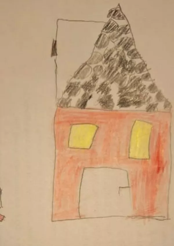 Iskrica, družina Grm - Zupančič, Ponikve, nova hi&scaron;a, risbica 5-letne Ma&scaron;e. Foto: Stanka Grm - Zupančič / Foto: Stanka Grm - Zupančič 