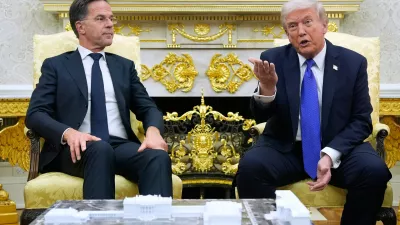 FILE - President Donald Trump meets with NATO Secretary General Mark Rutte in the Oval Office of the White House, Oct. 22, 2025, in Washington. (AP Photo/Alex Brandon, File)