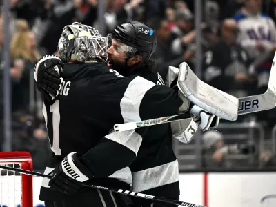 Apr 11, 2026; Los Angeles, California, USA; Los Angeles Kings center Anze Kopitar (11) is seen on the ice during the third period against the Edmonton Oilers at Crypto.com Arena. Mandatory Credit: Griffin Hooper-Imagn Images