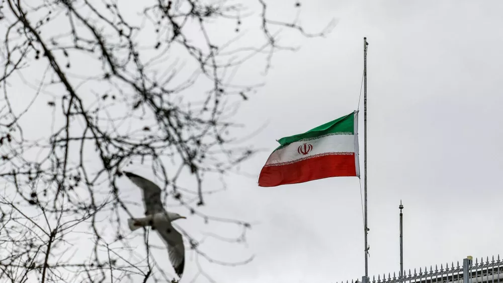 Iran's national flag is lowered to half‑mast at the Iranian consulate after Iran's Supreme Leader Ayatollah Ali Khamenei was killed in joint Israeli and U.S. strikes on Saturday, in Istanbul, Turkey, March 1, 2026. REUTERS/Kemal Aslan
