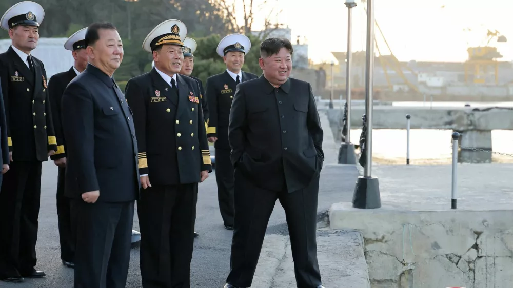 North Korean leader Kim Jong Un observes a test-fire of strategic cruise missiles and anti-warship missiles from the destroyer Choe Hyon, North Korea, April 12, 2026, in this photo released by North Korea's Korean Central News Agency (KCNA), April 14, 2026. KCNA via REUTERS ATTENTION EDITORS - THIS IMAGE WAS PROVIDED BY A THIRD PARTY. REUTERS IS UNABLE TO INDEPENDENTLY VERIFY THIS IMAGE. NO THIRD PARTY SALES. SOUTH KOREA OUT. NO COMMERCIAL OR EDITORIAL SALES IN SOUTH KOREA.