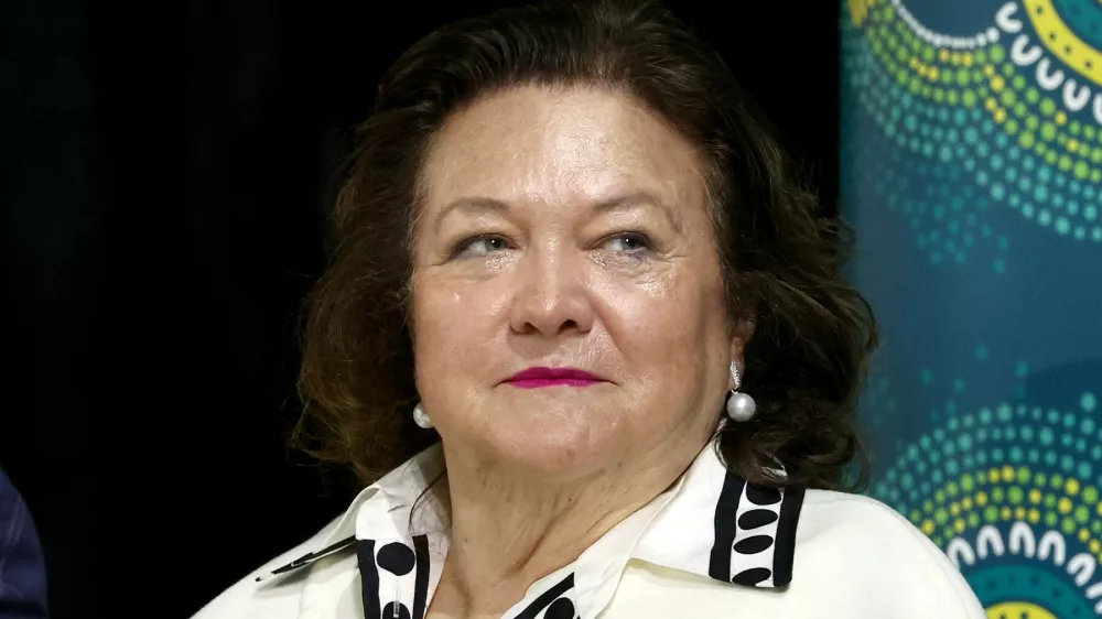 Australia's richest woman Gina Rinehart reacts during an official ceremony for the members of the Australian Paralympic swimming team at the Australian Swimming Trials at the Brisbane Aquatic Centre on June 14, 2024.,Image: 881592837, License: Rights-managed, Restrictions: -- IMAGE RESTRICTED TO EDITORIAL USE - STRICTLY NO COMMERCIAL USE --, Model Release: no