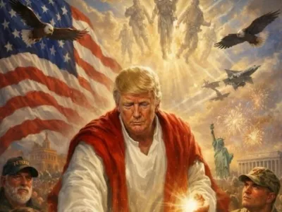 A post on U.S. President Donald Trump's Truth Social account depicts an AI-generated image of himself apparently as Jesus posted on April 12, 2026. &nbsp;@realDonaldTrump/Truth Social/Handout via REUTERS THIS AI-GENERATED IMAGE HAS BEEN SUPPLIED BY A THIRD PARTY. IT IS DISTRIBUTED, EXACTLY AS RECEIVED BY REUTERS, AS A SERVICE TO CLIENT