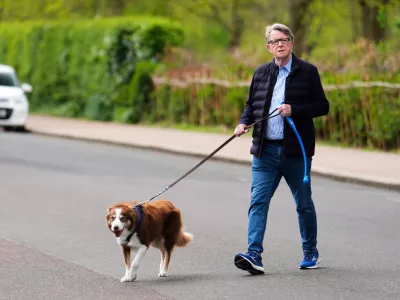 Peter Mandelson is seen outside his home in London, Friday, April 17, 2026. (Jordan Pettitt/PA via AP)