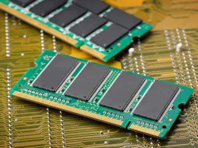 closeup details of computer memory (RAM)