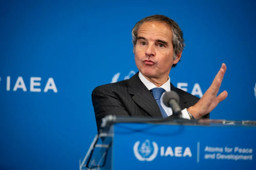 Director General of the International Atomic Energy Agency (IAEA) Rafael Grossi holds a press conference on the opening day of his agency's quarterly Board of Governors meeting in Vienna, Austria, November 19, 2025. REUTERS/Elisabeth Mandl