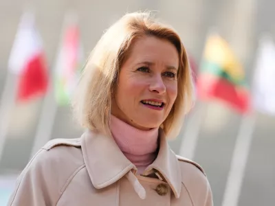European Union foreign policy chief Kaja Kallas arrives for a meeting of EU foreign ministers at the European Council building in Luxembourg, Tuesday, April 21, 2026. (AP Photo/Virginia Mayo)
