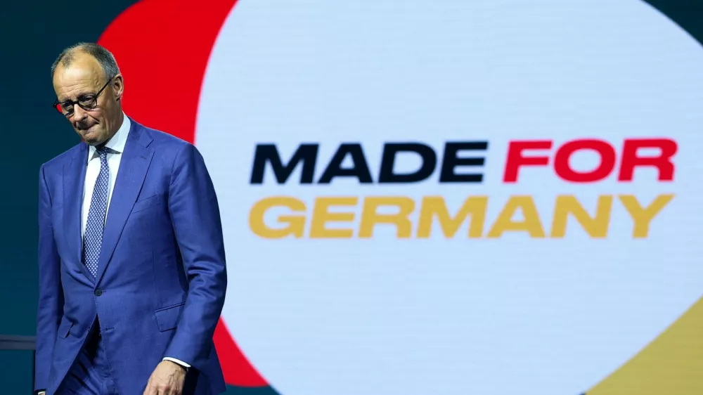 German Chancellor Friedrich Merz attends a talk about the initiative "Made for Germany" at the Hannover Messe, one of the world's largest industrial trade fairs with Brazil as this year's partner country, in Hanover, Germany, April 20, 2026. REUTERS/Lisi Niesner
