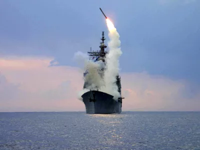 FILE PHOTO: A Tomahawk Land Attack Missile (TLAM) is launched from the guided missile cruiser USS Cape St. George, arch 23, 2003.  REUTERS/U.S. Navy/Intelligence Specialist 1st Class Kenneth Moll/File Photo/File Photo