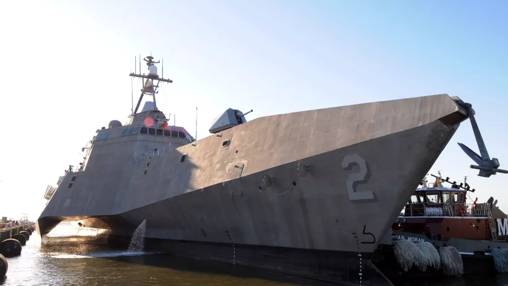 100414-N-9589S-016NORFOLK (April 14, 2010) The littoral combat ship USS Independence (LCS 2) arrives at Naval Station Norfolk. Independence conducted tests of the ship's capabilities and extensive training with the SeaRAM anti-ship missile defense weapon system during the transit from Austal USA shipyards in Mobile, Ala. to homeport in Norfolk. Independence will depart Naval Station Norfolk April 17 to participate in Fleet Week in Port Everglades, Fla. (U.S. Navy photo by Mass Communication Specialist Richard J. Stevens/Released)