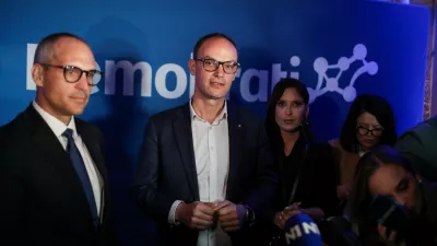 - Tadej Ostrc, predsednik Sveta stranke,- Anže Logar, predsednik stranke,- Eva Irgl, podpredsednica stranke,- 22.03.2026. Volitve v Državni zbor 2026. Volilni štab stranke Demokrati Anžeta Logarja.//FOTO: Bojan Velikonja