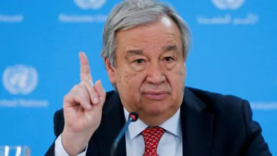 FILE PHOTO: United Nations Secretary-General Antonio Guterres speaks at a press conference at the United Nations complex in Gigiri, Nairobi, Kenya May 3, 2023. REUTERS/Thomas Mukoya/File Photo