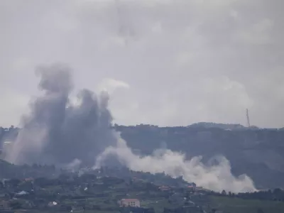 Smoke rises following an explosion in southern Lebanon, near the Israel-Lebanon border, as seen from northern Israel, April 27, 2026. REUTERS/Shir Torem REFILE - QUALITY REPEAT