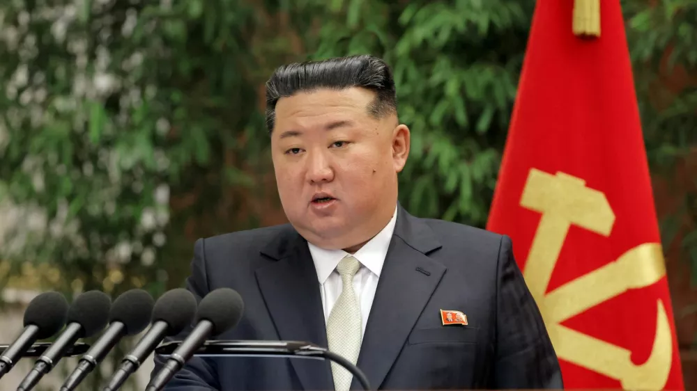 FILE PHOTO: North Korean leader Kim Jong Un speaks during the expanded meeting of the first plenary meeting of the Ninth Central Committee of the Workers' Party of Korea (WPK), in Pyongyang, North Korea, February 23, 2026, in this picture released February 24, 2026, by North Korea's official Korean Central News Agency. KCNA via REUTERS  ATTENTION EDITORS - THIS IMAGE WAS PROVIDED BY A THIRD PARTY. REUTERS IS UNABLE TO INDEPENDENTLY VERIFY THIS IMAGE. NO THIRD PARTY SALES. SOUTH KOREA OUT. NO COMMERCIAL OR EDITORIAL SALES IN SOUTH KOREA./File Photo