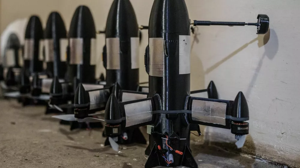 P1-Sun FPV interceptor drones near the frontline, amid Russia's attack on Ukraine, in Donetsk region, Ukraine April 26, 2026. REUTERS/Serhii Korovainyi