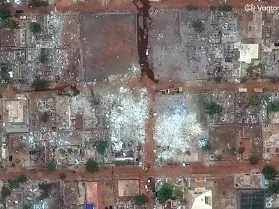 A satellite image shows the area surrounding the home of late Mali's defense minister Sadio Camara, after coordinated attacks by West Africa's al Qaeda affiliate and a Tuareg-dominated separatist group, in Kati, Mali, April 26, 2026. VANTOR/Handout via REUTERS. THIS IMAGE HAS BEEN SUPPLIED BY A THIRD PARTY. NO RESALES. NO ARCHIVES. MANDATORY CREDIT. MUST NOT OBSCURE LOGO