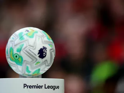 Soccer Football - Premier League - Manchester United v Brentford - Old Trafford, Manchester, Britain - April 27, 2026 General view of the match ball on display before the match REUTERS/Phil Noble EDITORIAL USE ONLY. NO USE WITH UNAUTHORIZED AUDIO, VIDEO, DATA, FIXTURE LISTS, CLUB/LEAGUE LOGOS OR 'LIVE' SERVICES. ONLINE IN-MATCH USE LIMITED TO 120 IMAGES, NO VIDEO EMULATION. NO USE IN BETTING, GAMES OR SINGLE CLUB/LEAGUE/PLAYER PUBLICATIONS. PLEASE CONTACT YOUR ACCOUNT REPRESENTATIVE FOR FURTHER DETAILS..