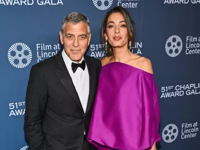 George Clooney, left, and Amal Clooney attend the 51st annual Chaplin Award Gala, honoring George Clooney, at Alice Tully Hall on Monday, April 27, 2026, in New York. (Photo by Evan Agostini/Invision/AP)