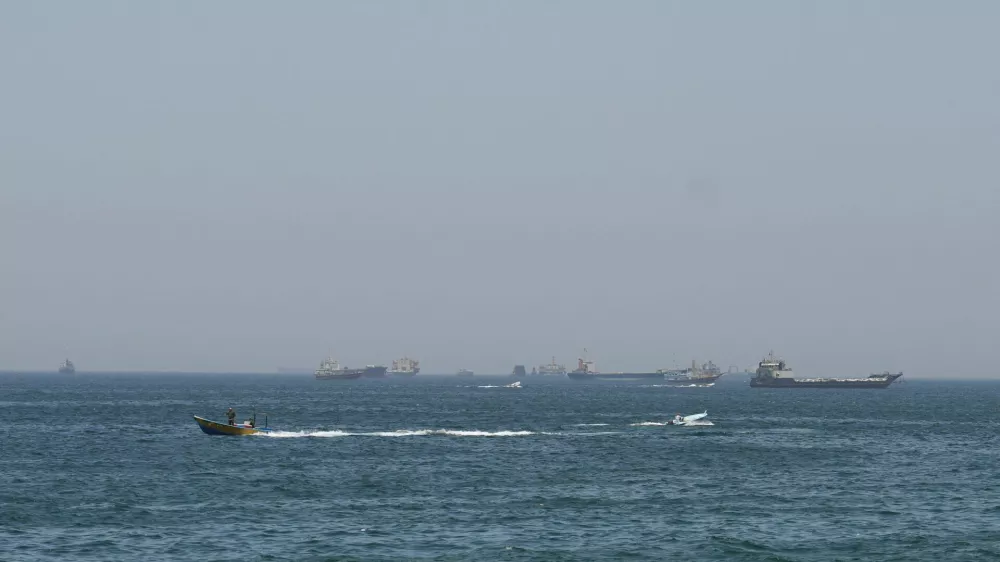 Ships and boats in the Strait of Hormuz, Musandam, Oman, May 4, 2026. REUTERS/Stringer