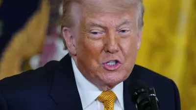 President Donald Trump speaks at a Mother's Day event for members of the military, Wednesday, May 6, 2026, in the East Room of the White House, in Washington. (AP Photo/Jacquelyn Martin)