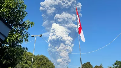 Smoke after the eruption of Mount Dukono in North Halmahera Regency, North Maluku, Indonesia, May 8, 2026, in this picture obtained from social media. Jhon Frengki Manipa/via REUTERS THIS IMAGE HAS BEEN SUPPLIED BY A THIRD PARTY. MANDATORY CREDIT. NO RESALES. NO ARCHIVES. Verification Lines: - Buildings, flagpole, floor and basketball stand matched file and satellite images. - Date verified by original file metadata.
