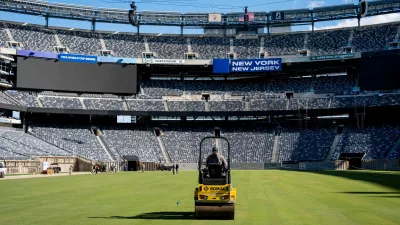A new pitch made of real grass is installed at MetLife Stadium for the 2026 FIFA World Cup in East Rutherford, New Jersey, U.S., May 7, 2026. REUTERS/Angelina Katsanis