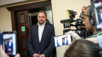 Former Head of the Presidential Office Andriy Yermak, who according to the National Anti-Corruption Bureau of Ukraine is a suspect in a corruption probe, appears at court for a hearing on the choice of a preventive measure, amid Russia's attack on Ukraine, in Kyiv, Ukraine, May 12, 2026. REUTERS/Alina Smutko