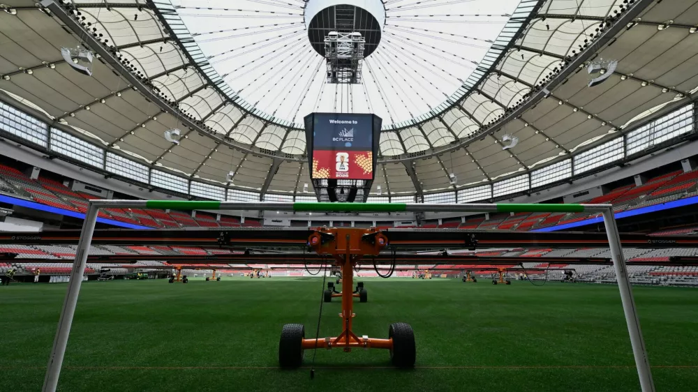 The newly laid natural grass pitch and stadium upgrades are shown during a media tour at the BC Place stadium, ahead of the FIFA World Cup soccer tournament, in Vancouver, British Columbia, Canada May 12, 2026. REUTERS/Jennifer Gauthier