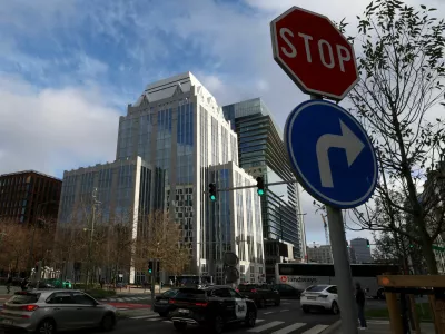 FILE PHOTO: The headquarters of Euroclear, a Belgium-based central securities depository financial institution where the frozen Russian assets are held, in Brussels, Belgium December 5, 2025. REUTERS/Yves Herman/File Photo