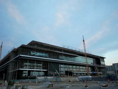 FILE - Construction continues on a new enclosed stadium for the Tennessee Titans NFL football team Monday, May 18, 2026, in Nashville, Tenn. (AP Photo/George Walker IV, File)