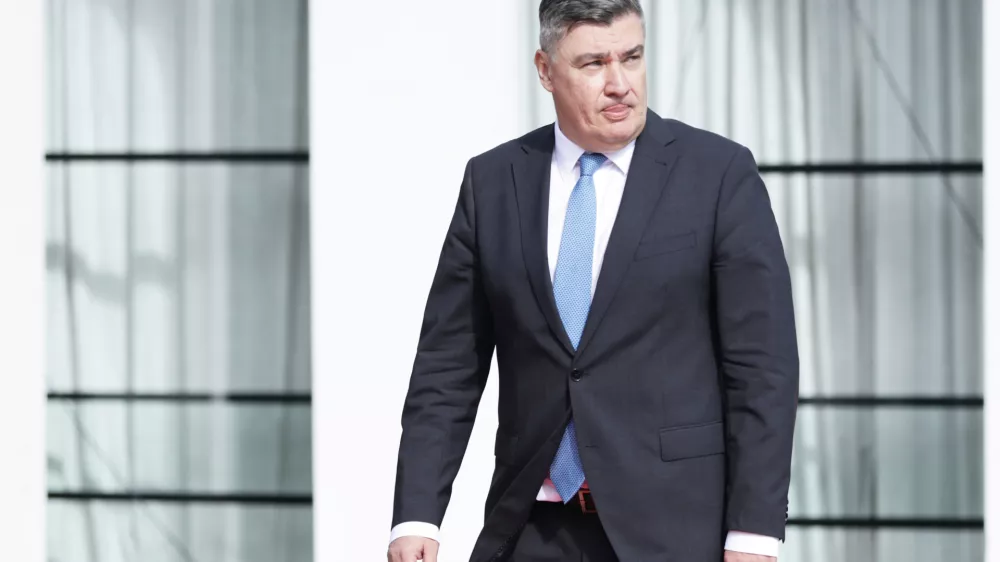FILE - Croatian President Zoran Milanovic arrives at the Brdo-Brijuni, Process Leaders' Meeting in Golem, Albania, 50 kilometers (30 miles) west of the capital, Tirana, Albania on Oct. 6, 2025.(AP Photo/Vlasov Sulaj, file)