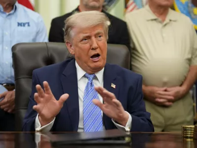 President Donald Trump speaks during an event about loosening a federal refrigerant rule, in the Oval Office at the White House, Thursday, May 21, 2026, in Washington. (AP Photo/Jacquelyn Martin)