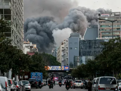 FILE PHOTO: Smoke rises after an Israeli strike in central Beirut's Bachoura neighbourhood, following an escalation between Hezbollah and Israel, amid the U.S.-Israeli conflict with Iran, in Beirut, Lebanon, March 12, 2026. REUTERS/Claudia Greco/File Photo