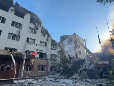 Rescuers work amid debris of a destroyed dormitory building of the Starobilsk College of Luhansk Pedagogical University following an overnight attack, what Russian-installed authorities called a Ukrainian drone strike, in the course of the Russia-Ukraine conflict in the town of Starobilsk (Starobelsk) in the Luhansk region, a Russian-controlled area of Ukraine, May 22, 2026, in this still image taken from video. Russian Emergencies Ministry in Lugansk Region/Handout via REUTERS ATTENTION EDITORS - THIS IMAGE WAS PROVIDED BY A THIRD PARTY. NO RESALES. NO ARCHIVES. MANDATORY CREDIT. WATERMARK FROM SOURCE.