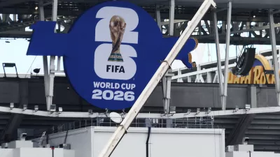 MIAMI, FLORIDA - MAY 22: The FIFA World Cup 2026 logo is seen covering the Hard Rock Stadium signage on the exterior of the stadium at Miami Stadium on May 22, 2026 in Miami, Florida. Leonardo Fernandez,Image: 1104362376, License: Rights-managed, Restrictions:, Model Release: no / Foto: Profimedia