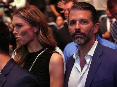 FILE PHOTO: Donald Trump Jr. and Bettina Anderson attend UFC 327 at Kaseya Center in Miami, Florida, U.S., April 11, 2026. Julia Demaree Nikhinson/Pool via REUTERS/File Photo
