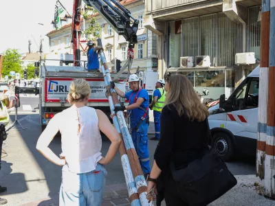 26.05.2026. Podiranje Plečnikovega jamborja na Kapiteljski ulici. Foto: Bojan Velikonja