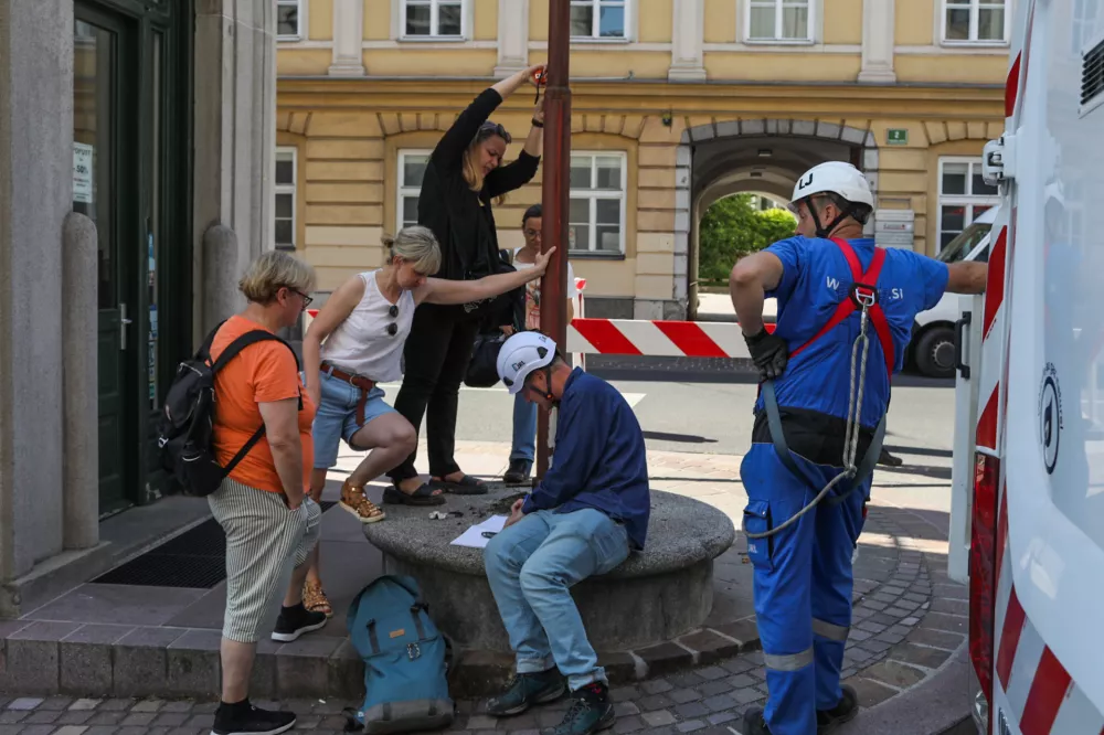 26.05.2026. Podiranje Plečnikovega jamborja na Kapiteljski ulici. Foto: Bojan Velikonja