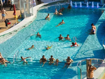 Barcelona, Spain - September 26, 2025: The swimming pool area on the cruise ship, the big cruise ship built in Italy.,Image: 1094146610, License: Royalty-free, Restrictions:, Model Release: no 