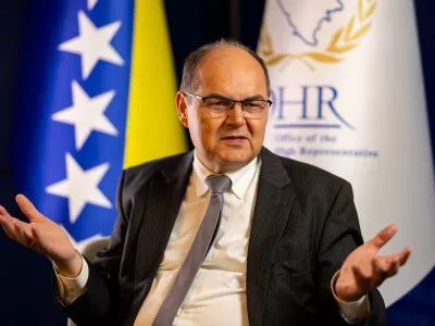 FILE PHOTO: Bosnia's international High Representative Christian Schmidt during an interview for Reuters in Sarajevo, Bosnia and Herzegovina, October 10, 2023. REUTERS/Antonio Bronic/File Photo