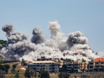 Smoke billows from southern Lebanon, following Israeli strikes, as seen from Nabatieh, Lebanon, June 3, 2026. REUTERS/Stringer