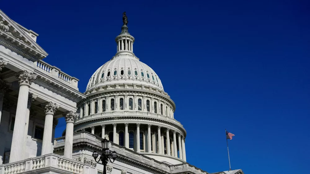 FILE PHOTO: A view of the dome of the U.S. Capitol building, during a vote in the U.S. House of Representatives on a stopgap spending bill to avert a partial government shutdown that would otherwise begin October 1, on Capitol Hill in Washington, D.C. U.S., September 19, 2025. REUTERS/Kent Nishimura/File Photo