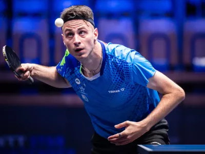 Ljubljana, Hala Tivoli.Namiznoteniski turnir serije WTT Star Contender v Ljubljani, moski posamezno.Slovenski namiznoteniski igralec Deni Kozul.