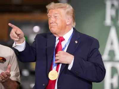 U.S. President Donald Trump gestures as he attends an event at Custer Farms in Chippewa Falls, Wisconsin, U.S., June 5, 2026. REUTERS/Nathan Howard